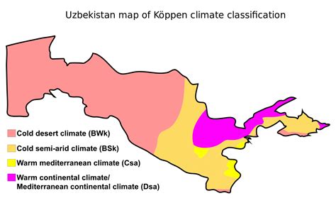 uzbekistan map with climate zones